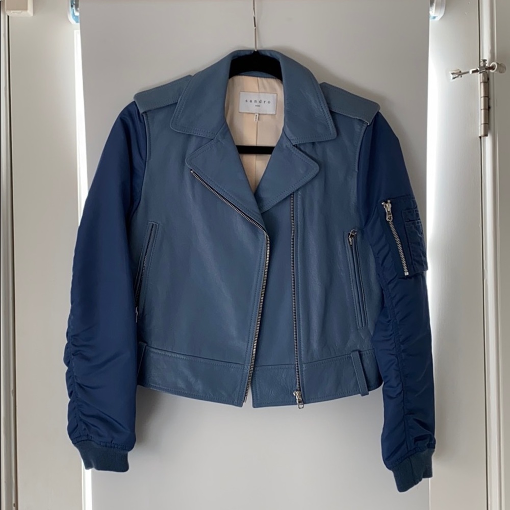 Sandro Blue Leather Jacket